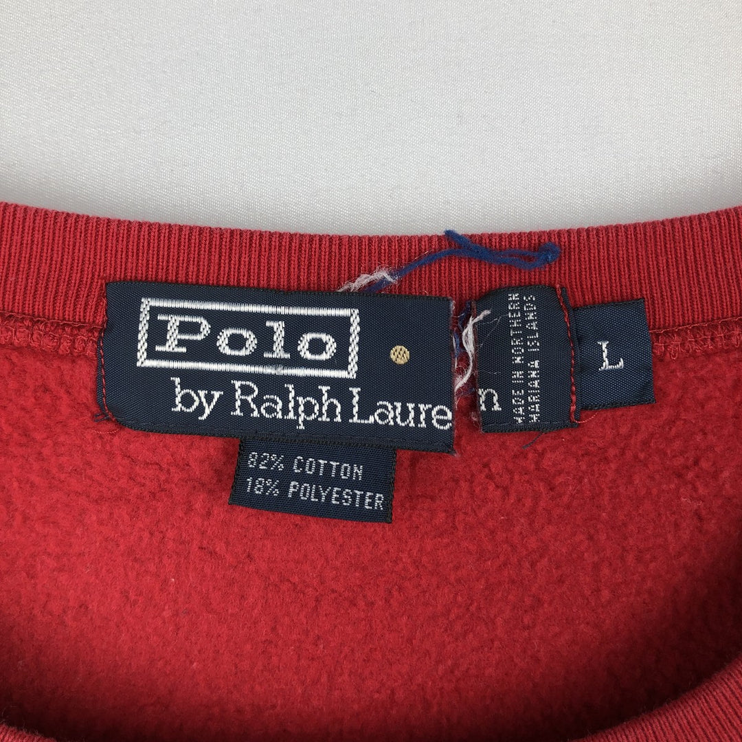 Ralph Lauren POLO by Ralph Lauren One Point Logo Sweatshirt Trainer Men's L size cotton red type Vintage Second Hand