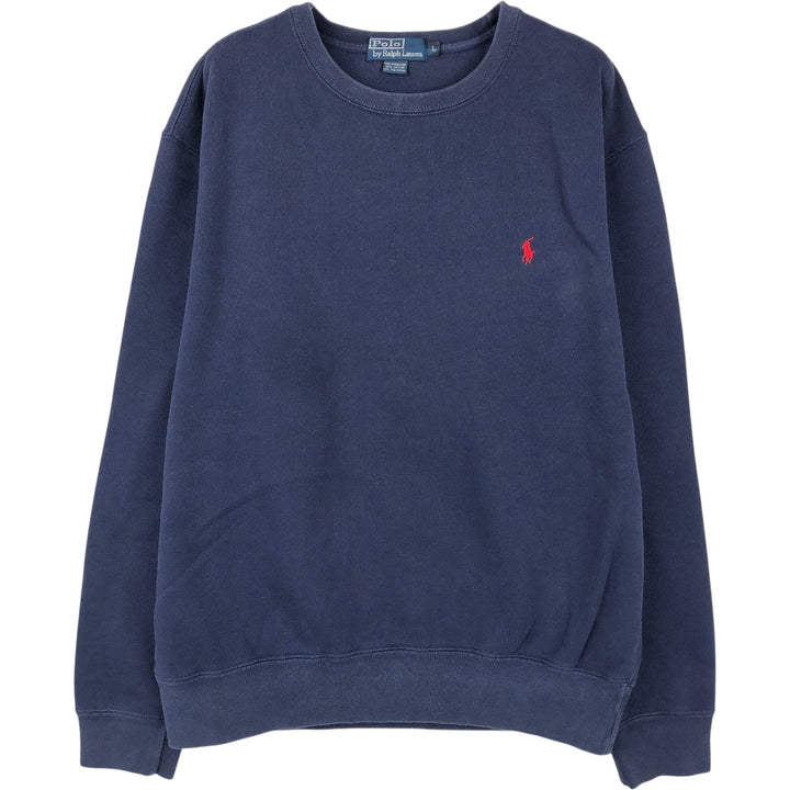 Ralph Lauren POLO by Ralph Lauren One Point Logo Sweatshirt Trainer Men's L size cotton navy blue type Vintage Second Hand
