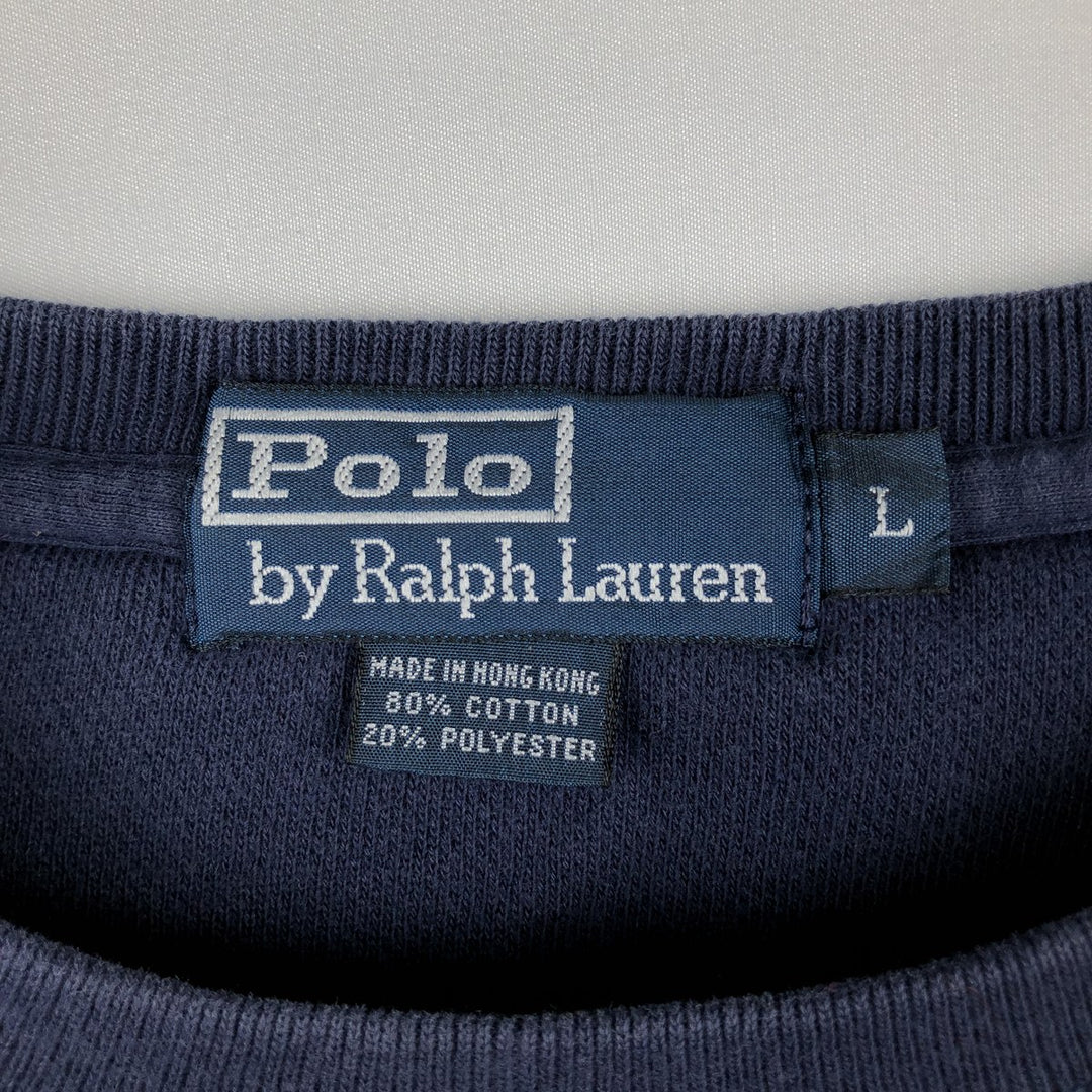 Ralph Lauren POLO by Ralph Lauren One Point Logo Sweatshirt Trainer Men's L size cotton navy blue type Vintage Second Hand