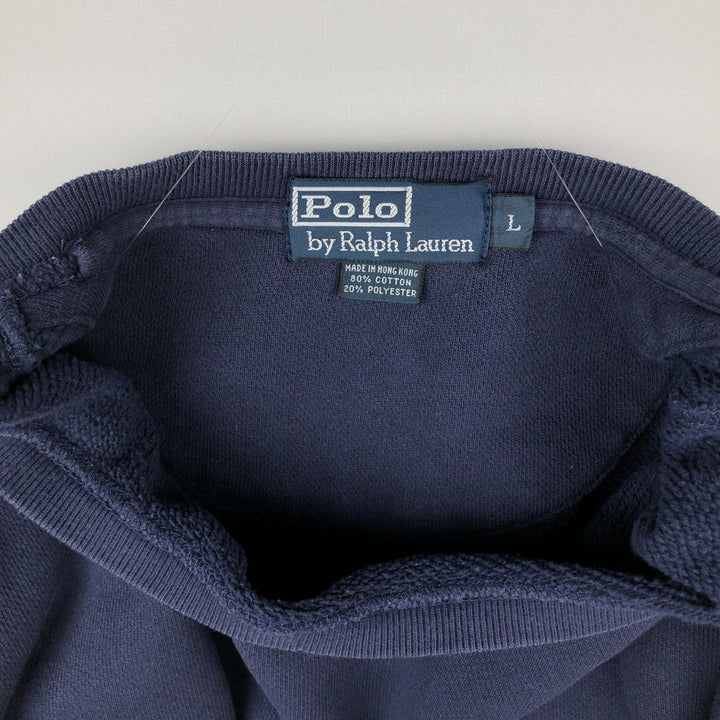 Ralph Lauren POLO by Ralph Lauren One Point Logo Sweatshirt Trainer Men's L size cotton navy blue type Vintage Second Hand