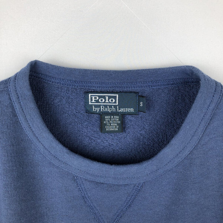 Ralph Lauren POLO by Ralph Lauren Plain Blank Sweatshirt (Men's Size S) cotton Navy blue Vintage Second Hand