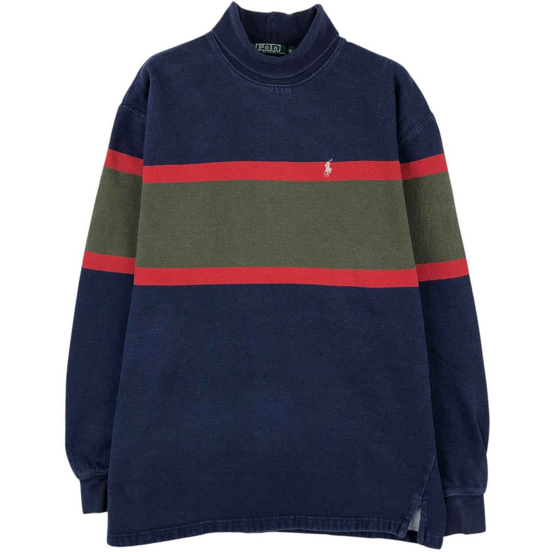 80s-90'S Ralph Lauren POLO by Ralph Lauren Turtleneck Sweatshirt, Men's Size XL (approx.), Vintage cotton navy blue type Vintage Second Hand