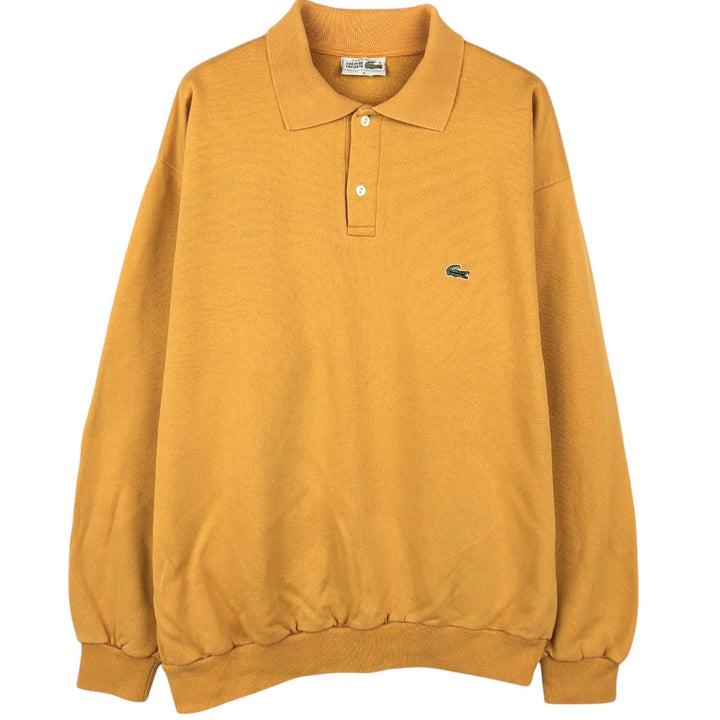 80s-90'S Lacoste collared sweatshirt with a single logo, men's size L equivalent, vintage. cotton Camel type Vintage Second Hand