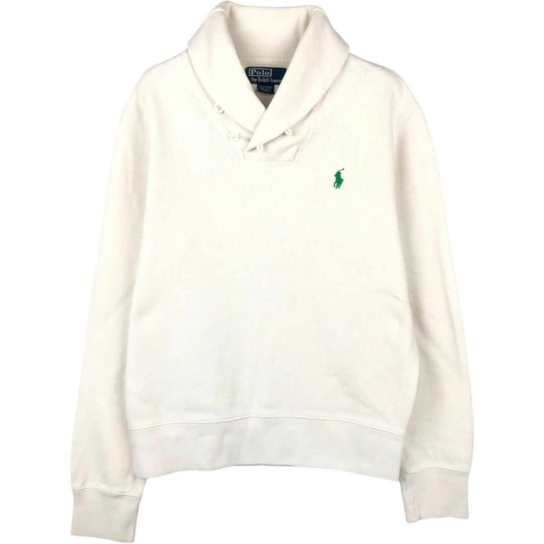 Ralph Lauren POLO by Ralph Lauren Shawl Collar Sweatshirt (Men's Size S) cotton white type Vintage Second Hand