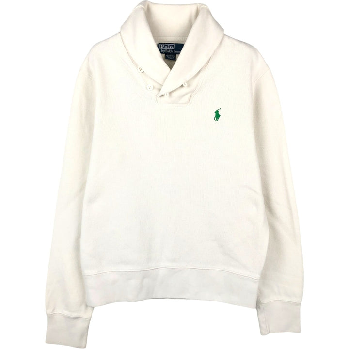 Ralph Lauren POLO by Ralph Lauren Shawl Collar Sweatshirt (Men's Size S) cotton white type Vintage Second Hand