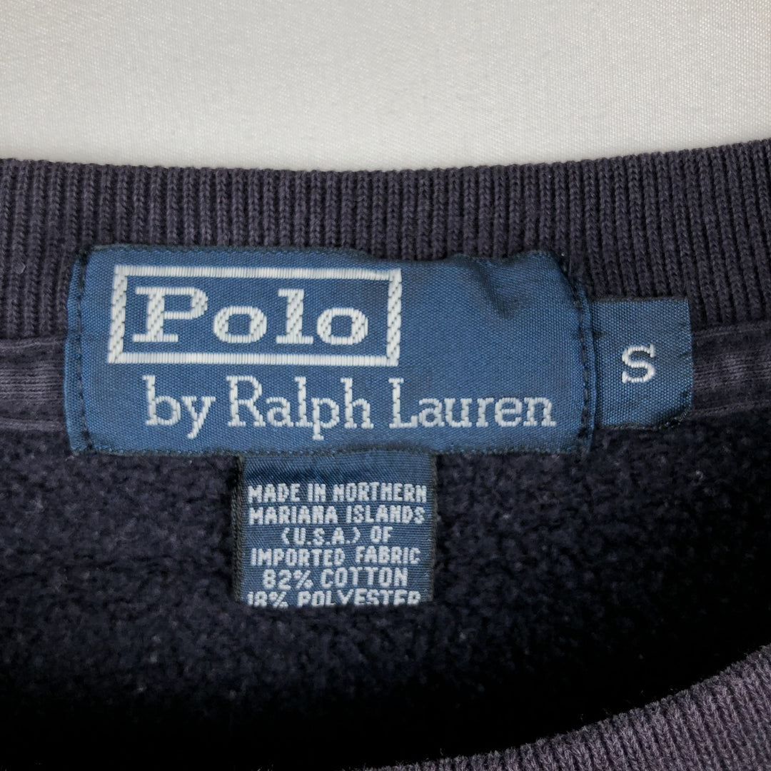 Ralph Lauren plain blank sweatshirt, made in the Northern Mariana Islands, men's size S (approx.). cotton navy blue type Vintage Second Hand