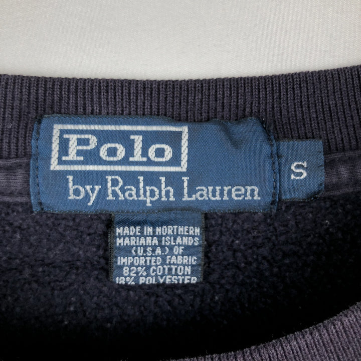 Ralph Lauren plain blank sweatshirt, made in the Northern Mariana Islands, men's size S (approx.). cotton navy blue type Vintage Second Hand