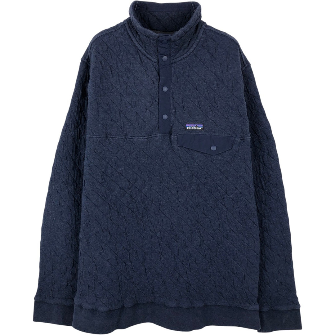 Patagonia Organic Cotton Quilted Snap-T 25371SP20 Half-Snap Sweatshirt (Men's XL equivalent) cotton navy blue type Vintage Second Hand