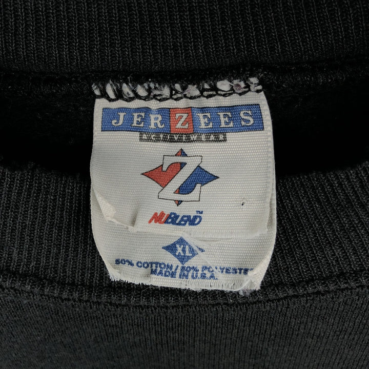 90'S Jerzees Printed Sweatshirt, Made in USA, Men's XL, Vintage cotton black type Vintage Second Hand