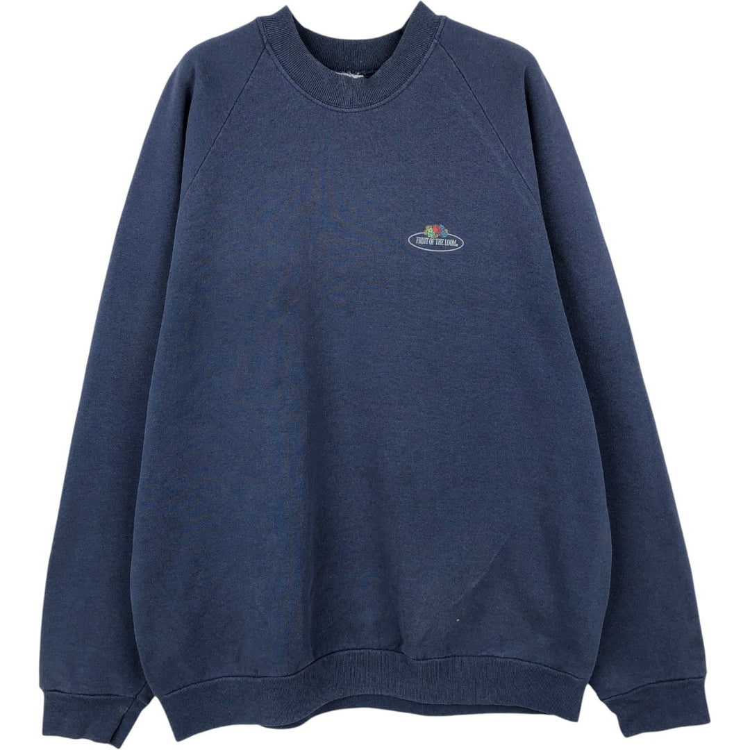 90'S Fruit of the Loom One-Point Logo Sweatshirt, Men's XL (approx.), Vintage cotton navy blue type Vintage Second Hand