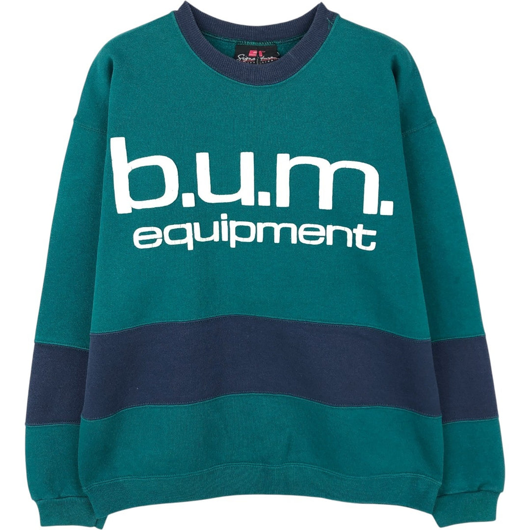 Hanes printed sweatshirt, made in USA, men's size M equivalent. cotton turquoise blue Vintage Second Hand