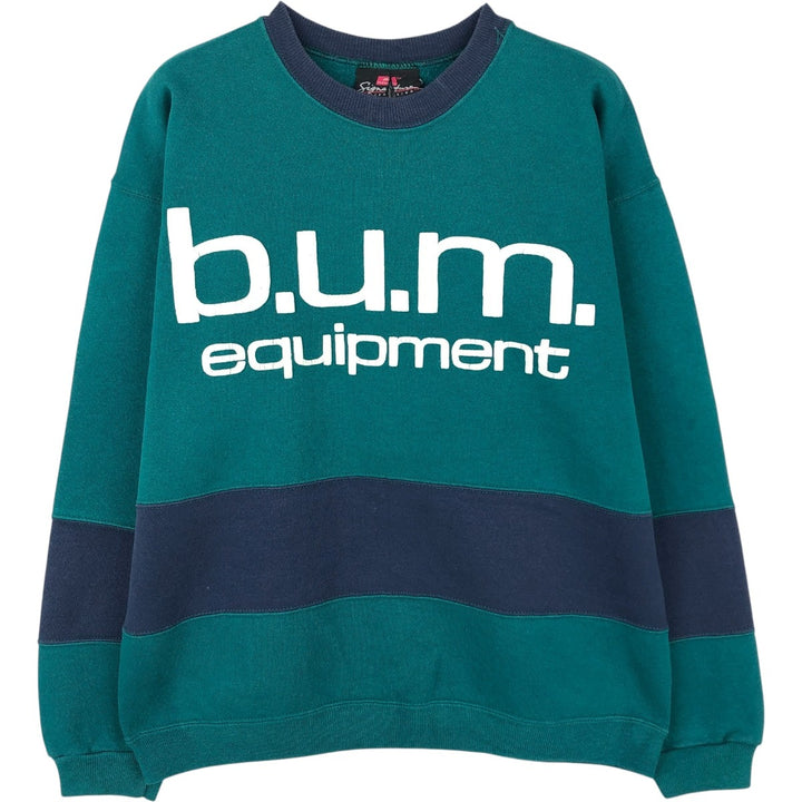 Hanes printed sweatshirt, made in USA, men's size M equivalent. cotton turquoise blue Vintage Second Hand