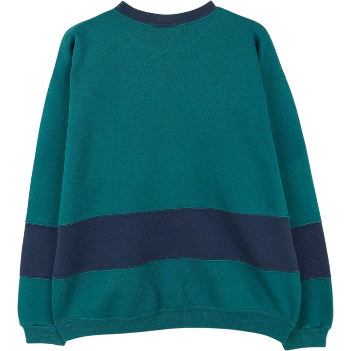Hanes printed sweatshirt, made in USA, men's size M equivalent. cotton turquoise blue Vintage Second Hand