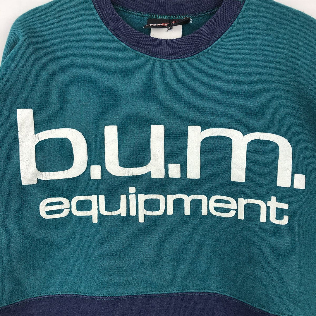 Hanes printed sweatshirt, made in USA, men's size M equivalent. cotton turquoise blue Vintage Second Hand