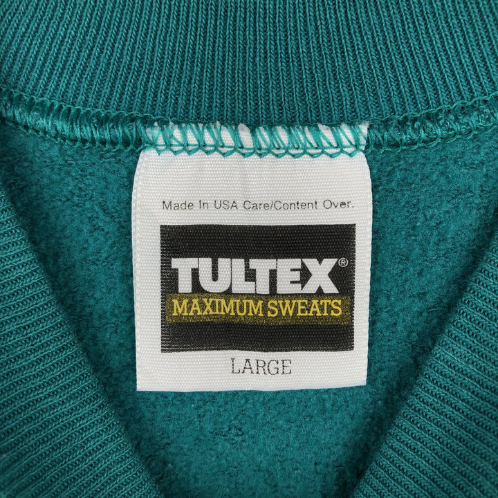 TULTEX Printed Sweatshirt, Made in USA, Men's Size L cotton turquoise blue Vintage Second Hand