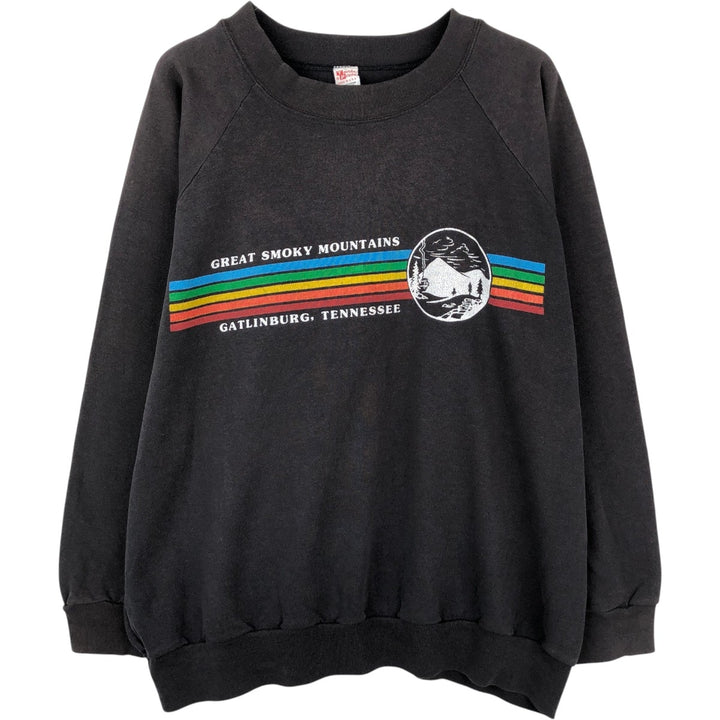 90'S Textile Prints Sweatshirt, Made in USA, Men's XL equivalent, Vintage cotton black type Vintage Second Hand