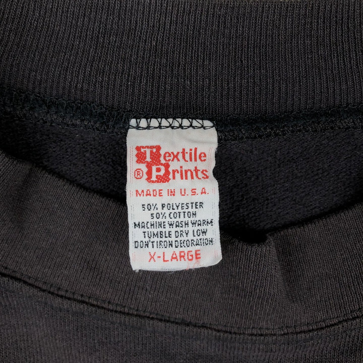 90'S Textile Prints Sweatshirt, Made in USA, Men's XL equivalent, Vintage cotton black type Vintage Second Hand
