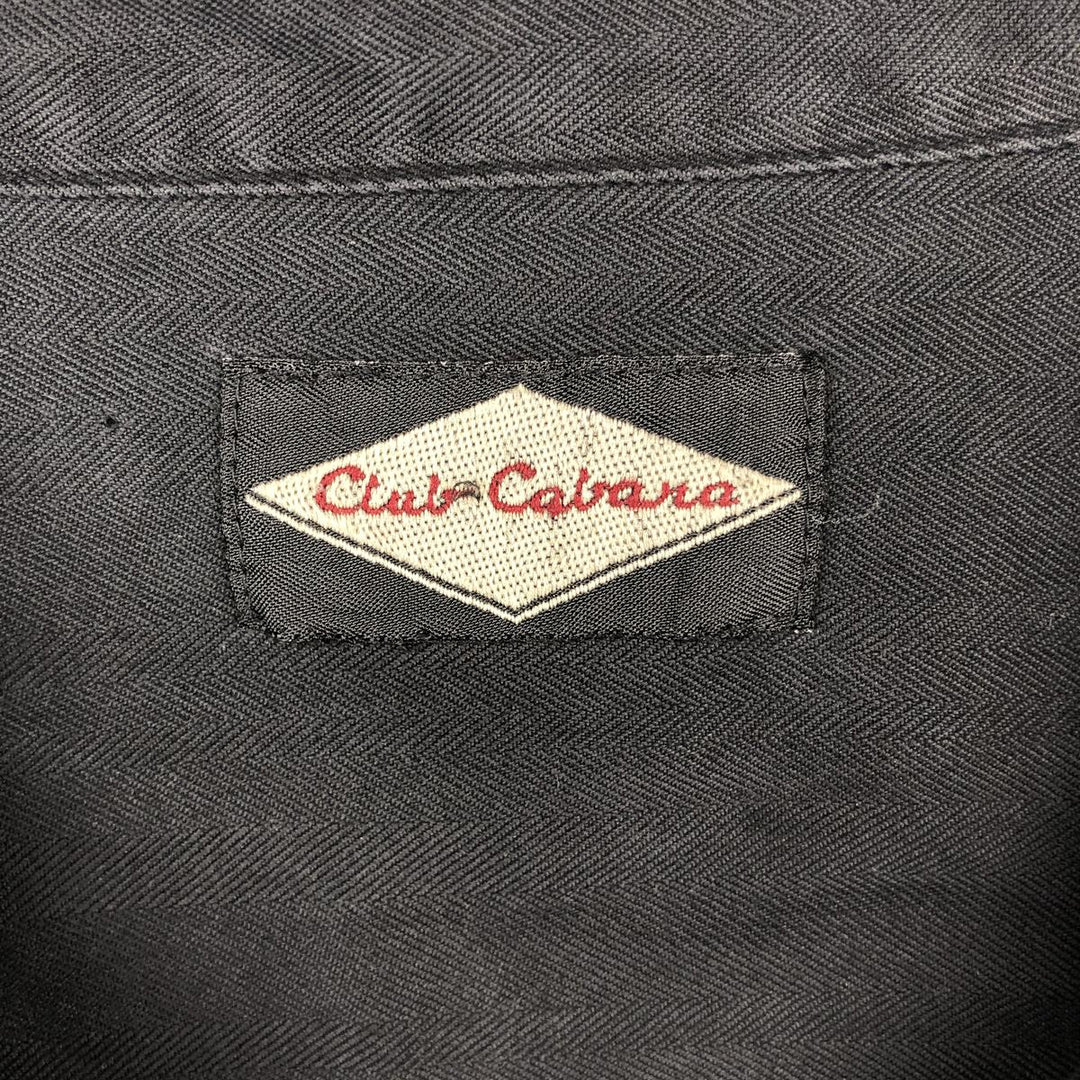 Club Cabana Herringbone Short-Sleeve Open-Collar Shirt, Boxy Shirt, Men's Size L (approx.) unclear black type Vintage Second Hand