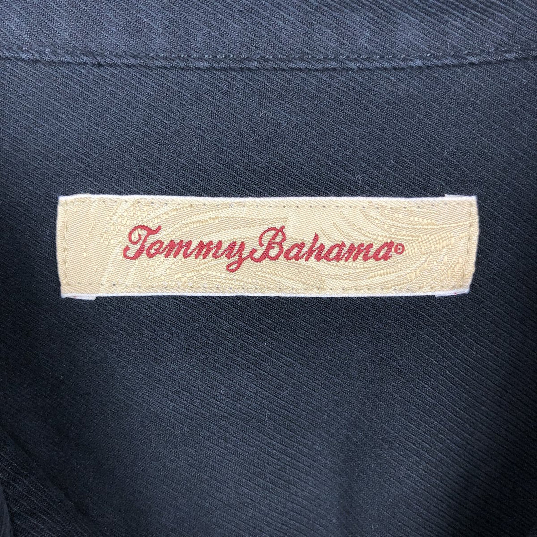 Tommy Bahama short sleeve open collar silk shirt, box shirt, men's size L silk black type Vintage Second Hand