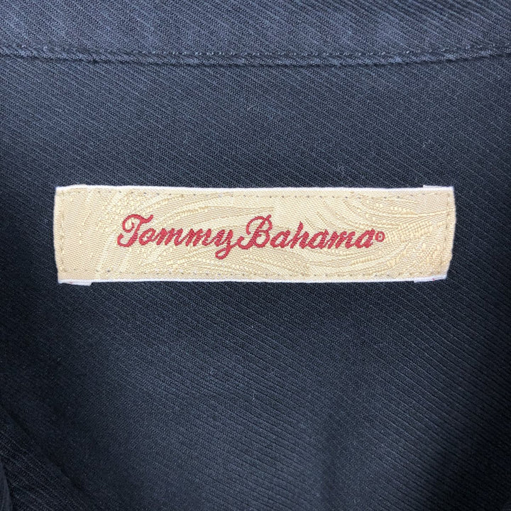 Tommy Bahama short sleeve open collar silk shirt, box shirt, men's size L silk black type Vintage Second Hand