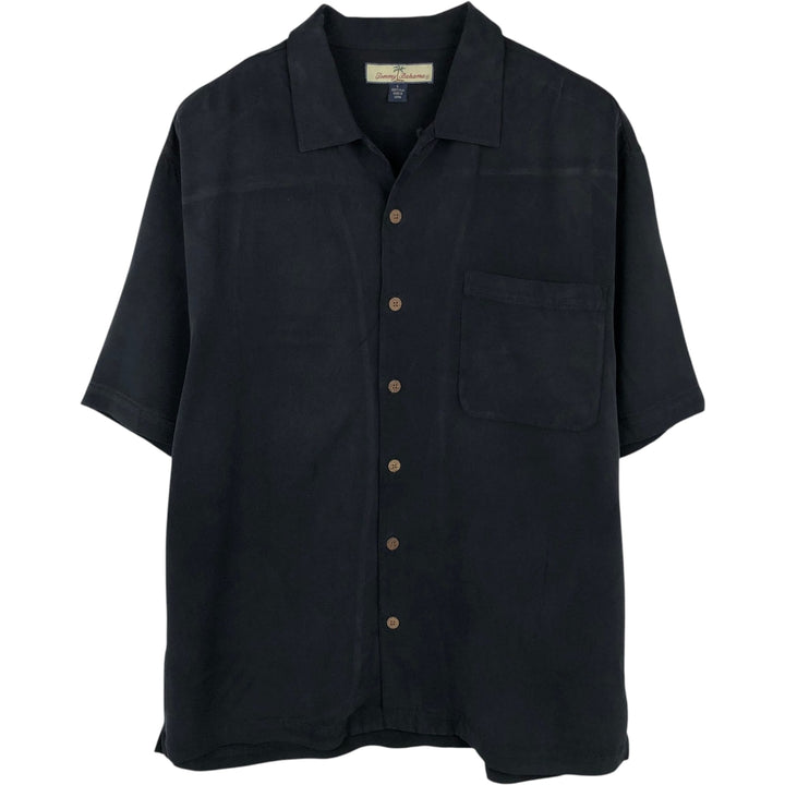 Tommy Bahama short sleeve open collar silk shirt, box shirt, men's size L silk black type Vintage Second Hand