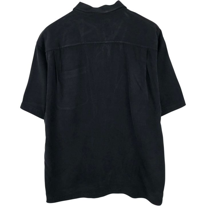 Tommy Bahama short sleeve open collar silk shirt, box shirt, men's size L silk black type Vintage Second Hand