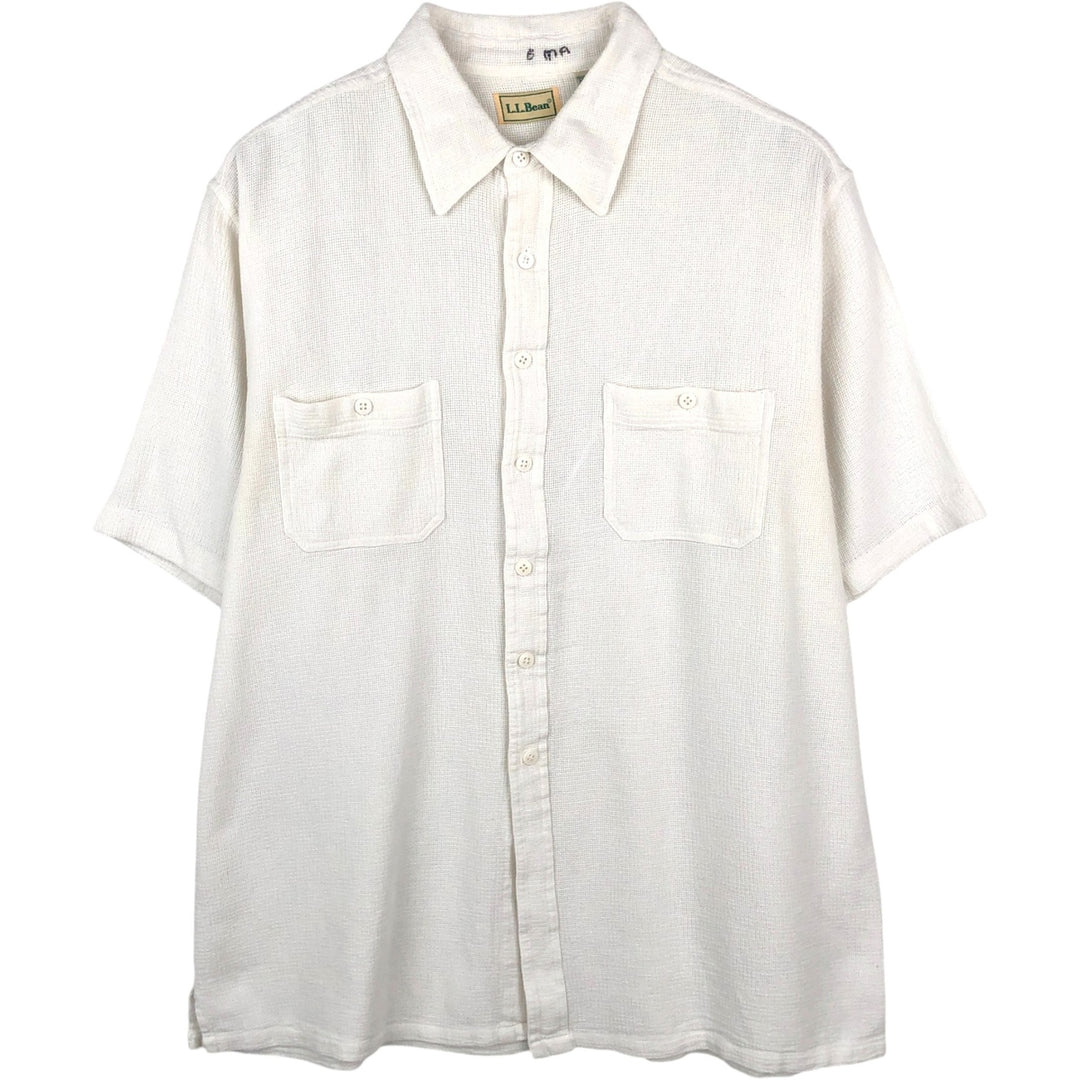 Vintage LLBean short-sleeved cotton box shirt from the 1990s, equivalent to men's size XL. cotton white type Vintage Second Hand