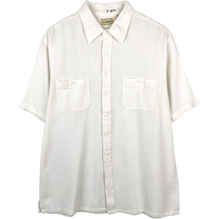 Vintage LLBean short-sleeved cotton box shirt from the 1990s, equivalent to men's size XL. cotton white type Vintage Second Hand