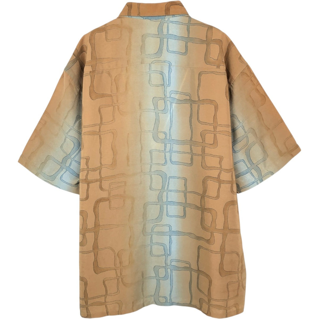 Bassiri UOMO All-over print short-sleeved shirt, boxy style, men's size XL. unclear Khaki type beige Vintage Second Hand