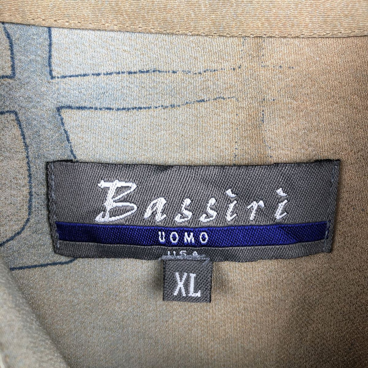 Bassiri UOMO All-over print short-sleeved shirt, boxy style, men's size XL. unclear Khaki type beige Vintage Second Hand