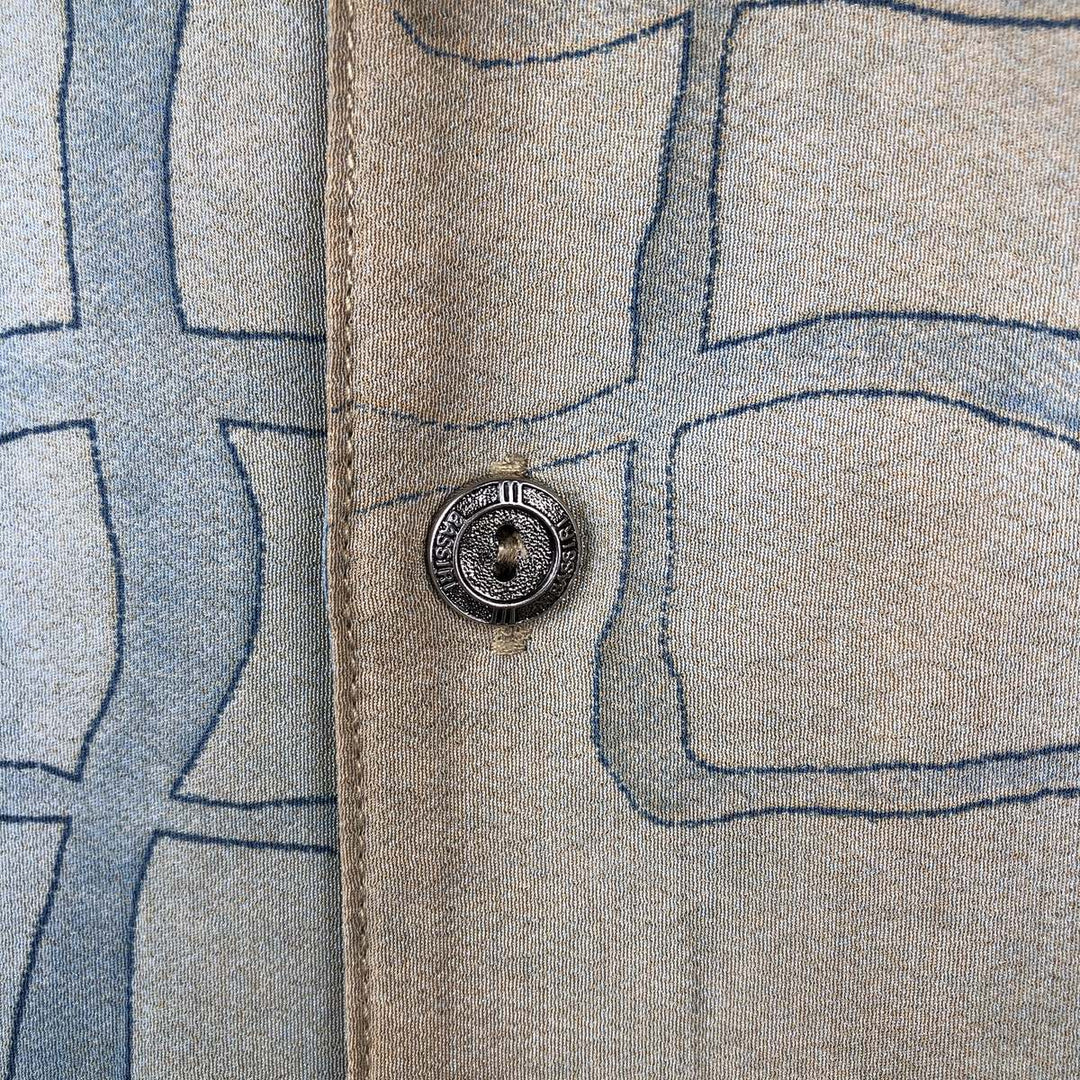 Bassiri UOMO All-over print short-sleeved shirt, boxy style, men's size XL. unclear Khaki type beige Vintage Second Hand