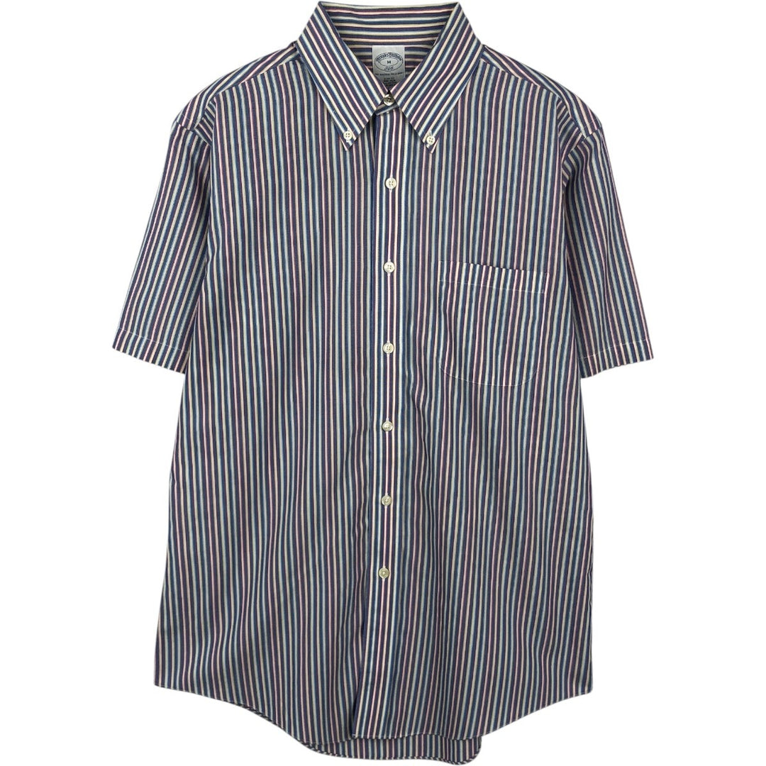 Brooks Brothers 346 short sleeve button down striped shirt, men's size M cotton blue type Vintage Second Hand