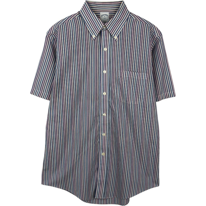 Brooks Brothers 346 short sleeve button down striped shirt, men's size M cotton blue type Vintage Second Hand
