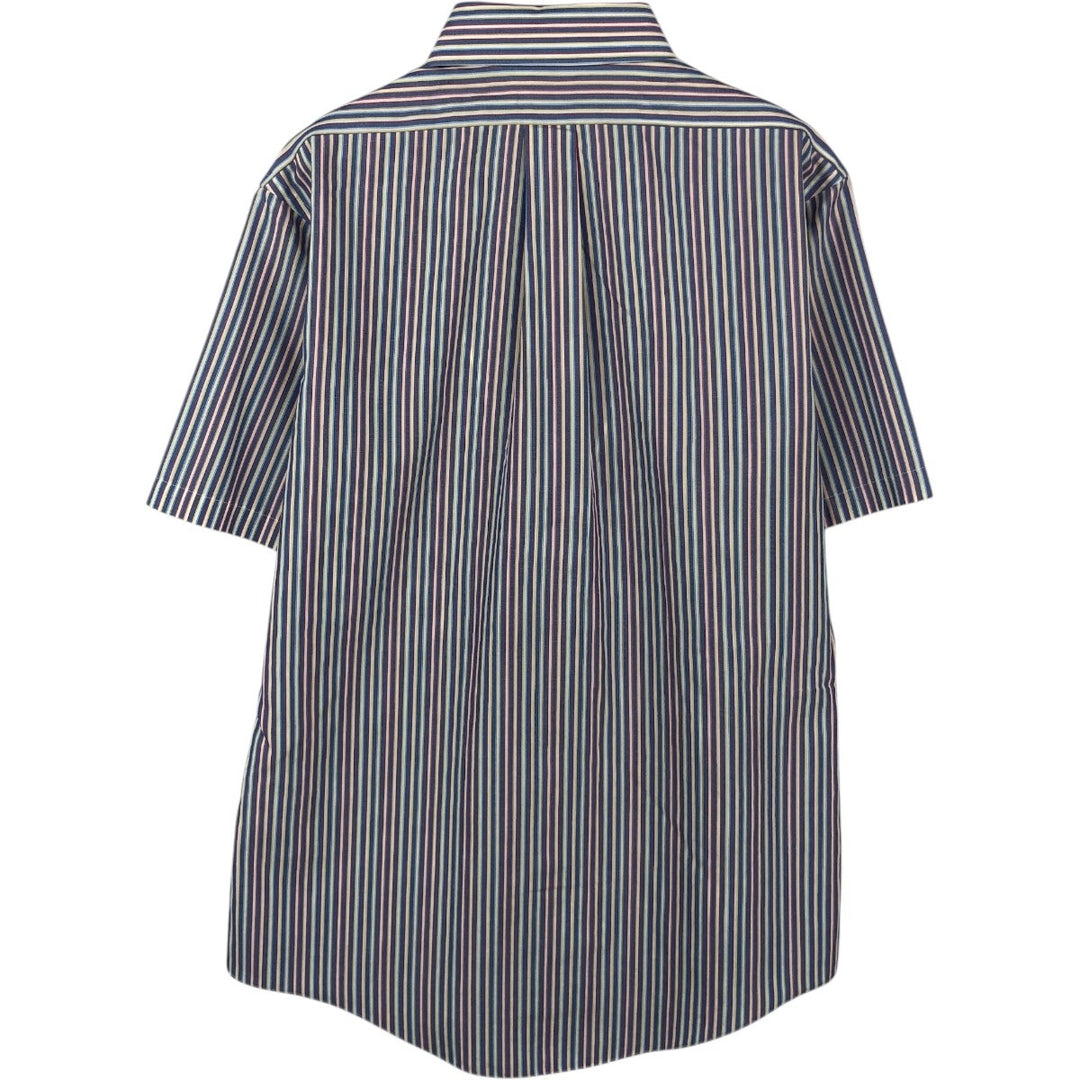 Brooks Brothers 346 short sleeve button down striped shirt, men's size M cotton blue type Vintage Second Hand