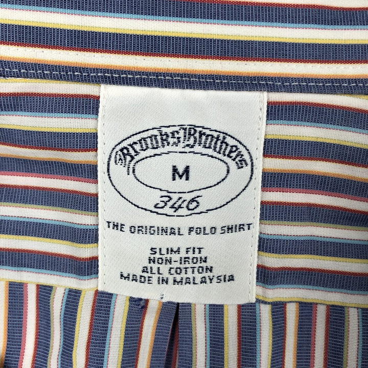 Brooks Brothers 346 short sleeve button down striped shirt, men's size M cotton blue type Vintage Second Hand