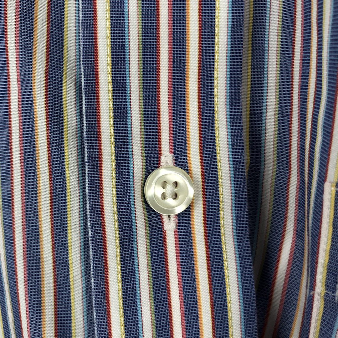 Brooks Brothers 346 short sleeve button down striped shirt, men's size M cotton blue type Vintage Second Hand