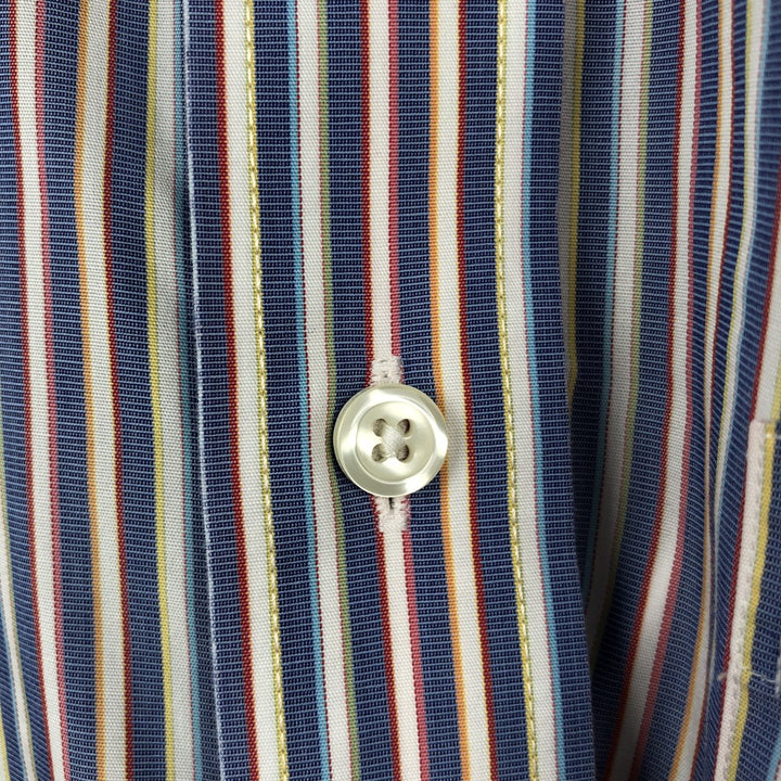 Brooks Brothers 346 short sleeve button down striped shirt, men's size M cotton blue type Vintage Second Hand