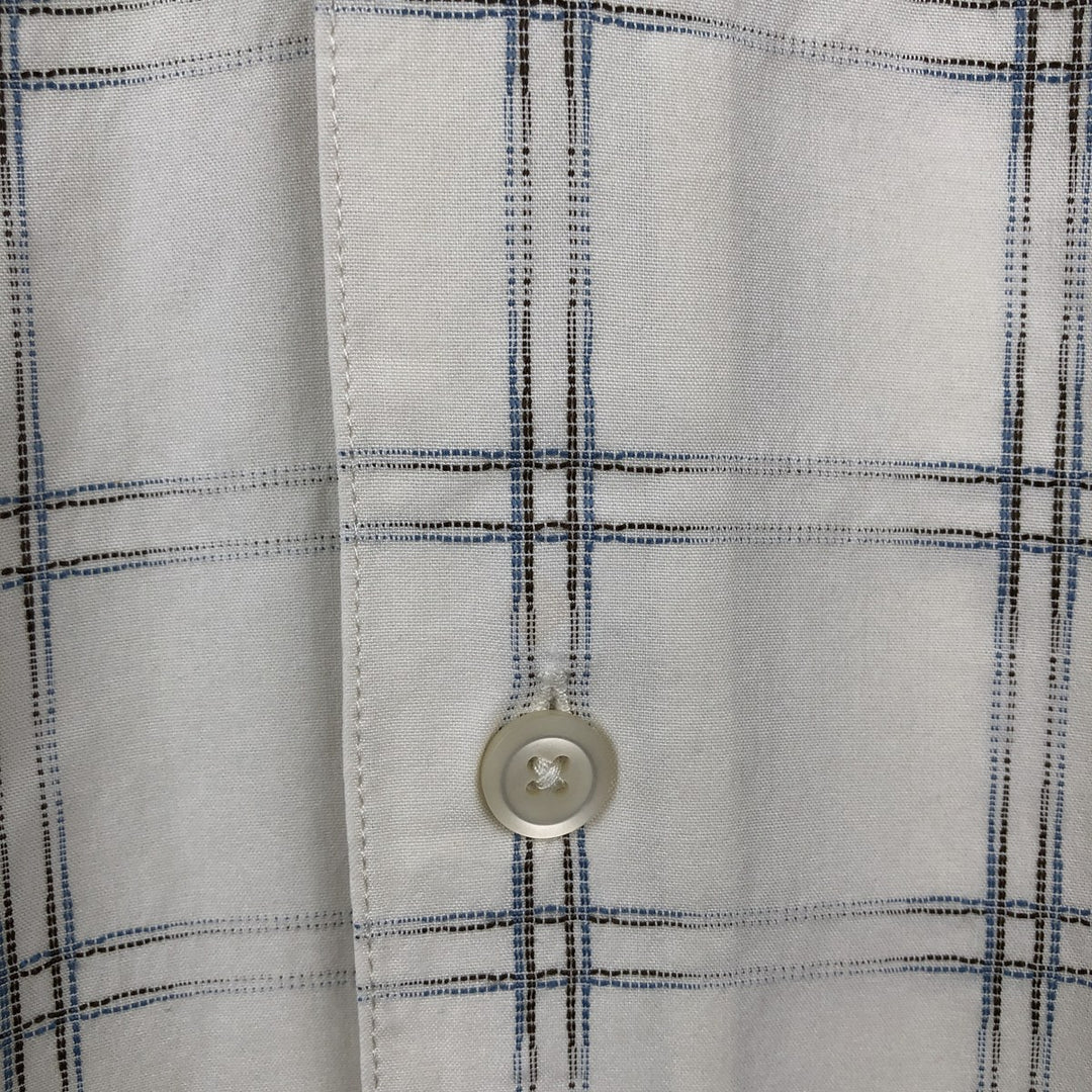 Caribbean Blues Check Pattern Short-Sleeve Rayon Shirt, Boxy Shirt, Men's XL Equivalent Rayon white type Vintage Second Hand