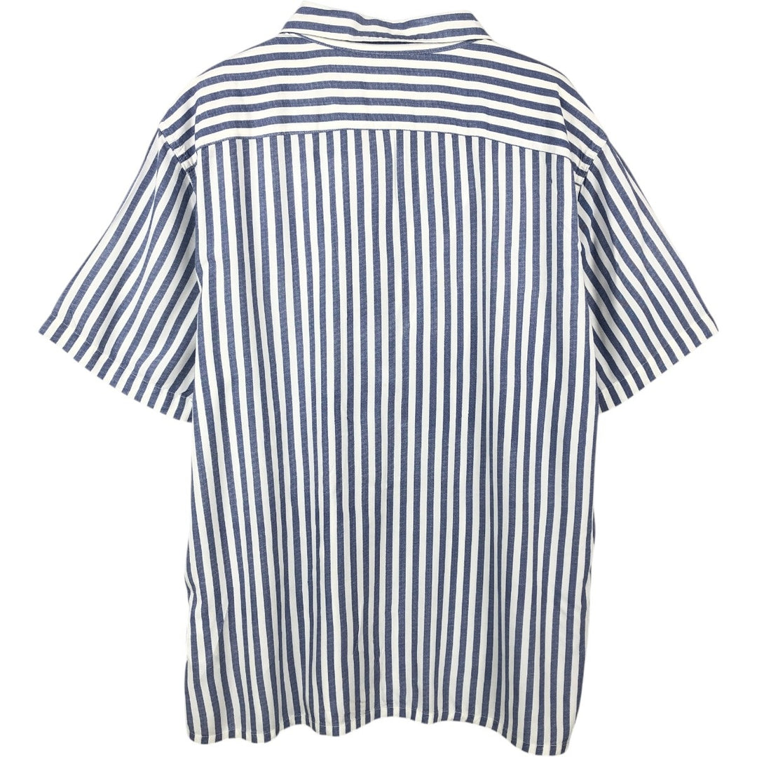 Levi's RELAXED Stripe Pattern Short-Sleeve Open Collar Viscose Shirt, Boxy Fit, Men's Size L (approx.) Viscose navy blue type Vintage Second Hand