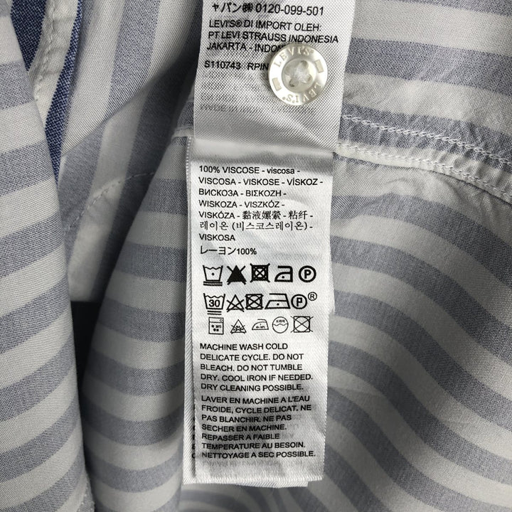 Levi's RELAXED Stripe Pattern Short-Sleeve Open Collar Viscose Shirt, Boxy Fit, Men's Size L (approx.) Viscose navy blue type Vintage Second Hand
