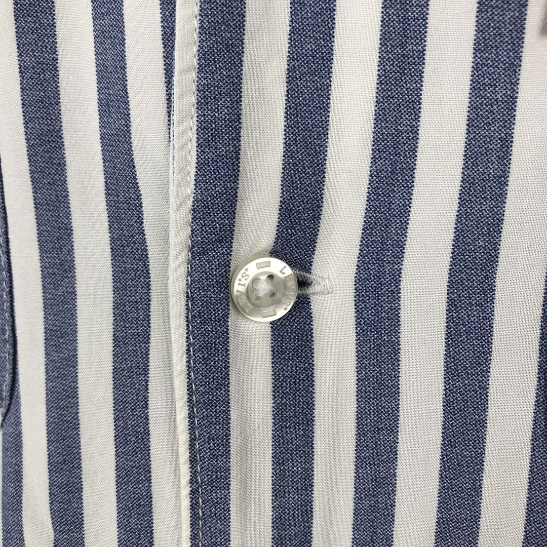 Levi's RELAXED Stripe Pattern Short-Sleeve Open Collar Viscose Shirt, Boxy Fit, Men's Size L (approx.) Viscose navy blue type Vintage Second Hand