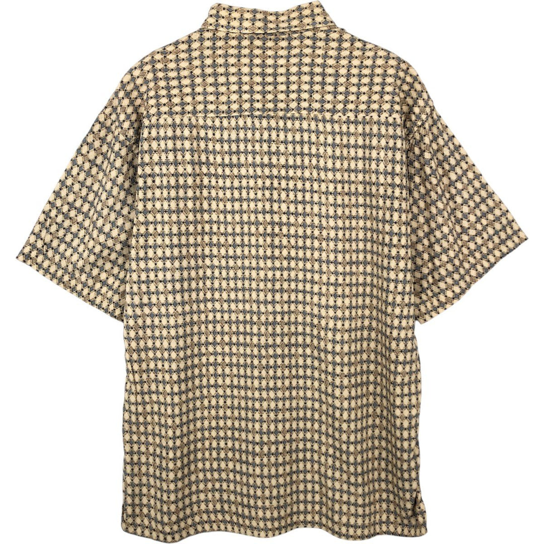 Pierre Cardin All-over print short-sleeve rayon shirt, box shirt, men's M size Rayon Beige type Vintage Second Hand