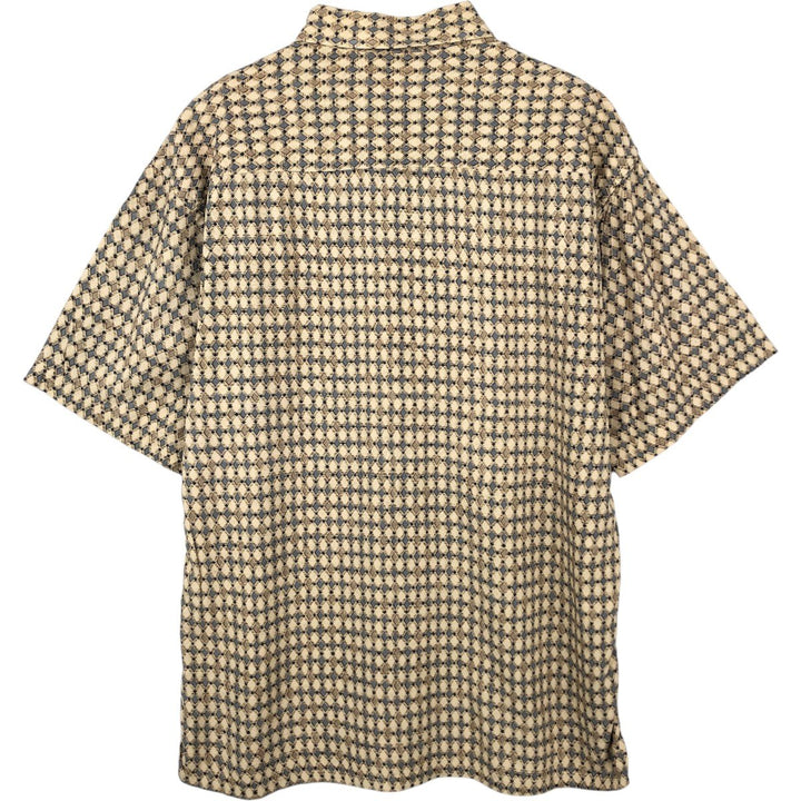 Pierre Cardin All-over print short-sleeve rayon shirt, box shirt, men's M size Rayon Beige type Vintage Second Hand