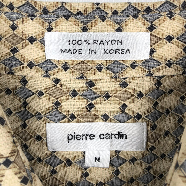 Pierre Cardin All-over print short-sleeve rayon shirt, box shirt, men's M size Rayon Beige type Vintage Second Hand