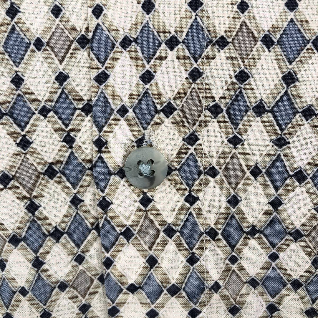 Pierre Cardin All-over print short-sleeve rayon shirt, box shirt, men's M size Rayon Beige type Vintage Second Hand