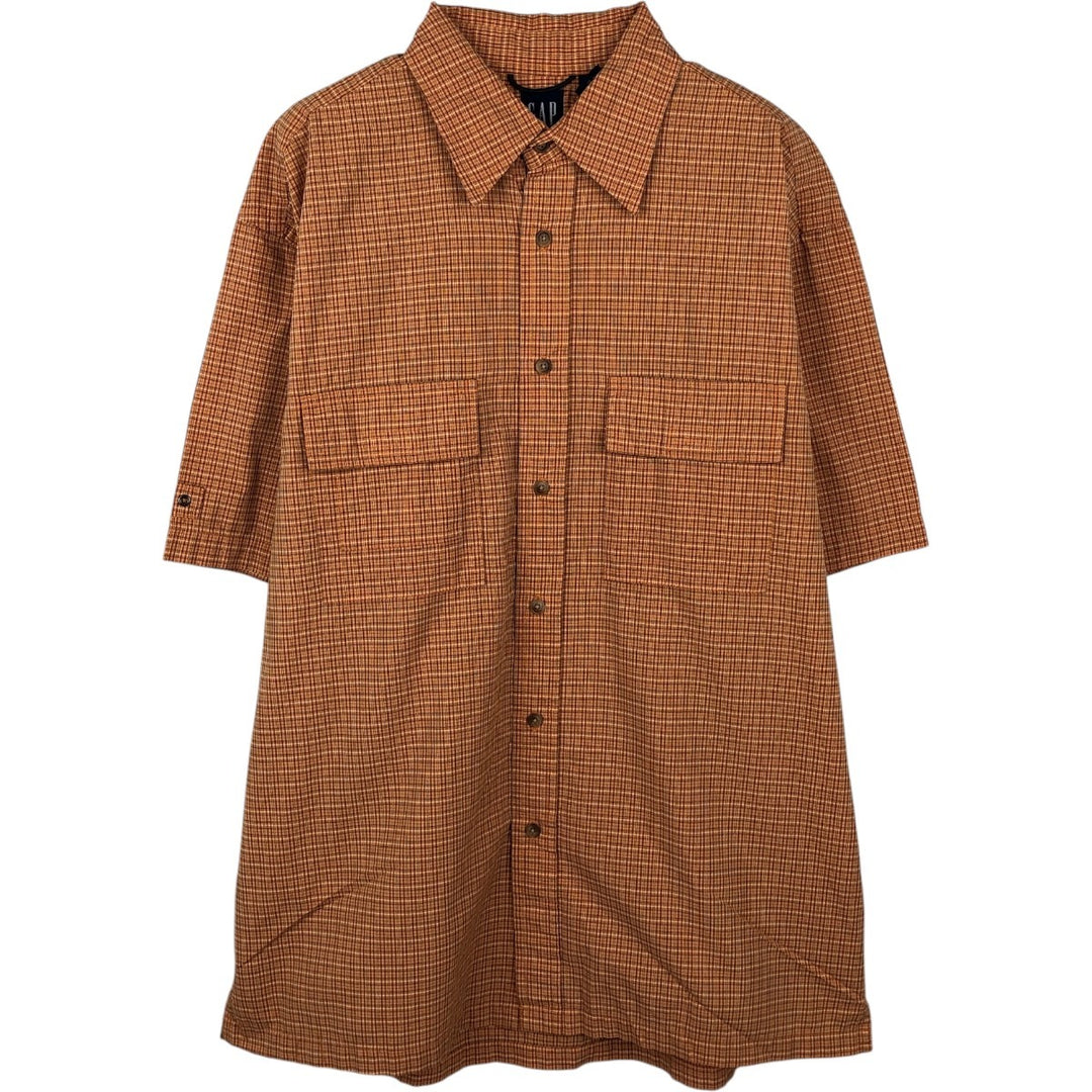 90'S GAP (Old GAP) Short-Sleeve Cotton Check Shirt, Men's Size M (Equivalent), Vintage cotton orange type Vintage Second Hand