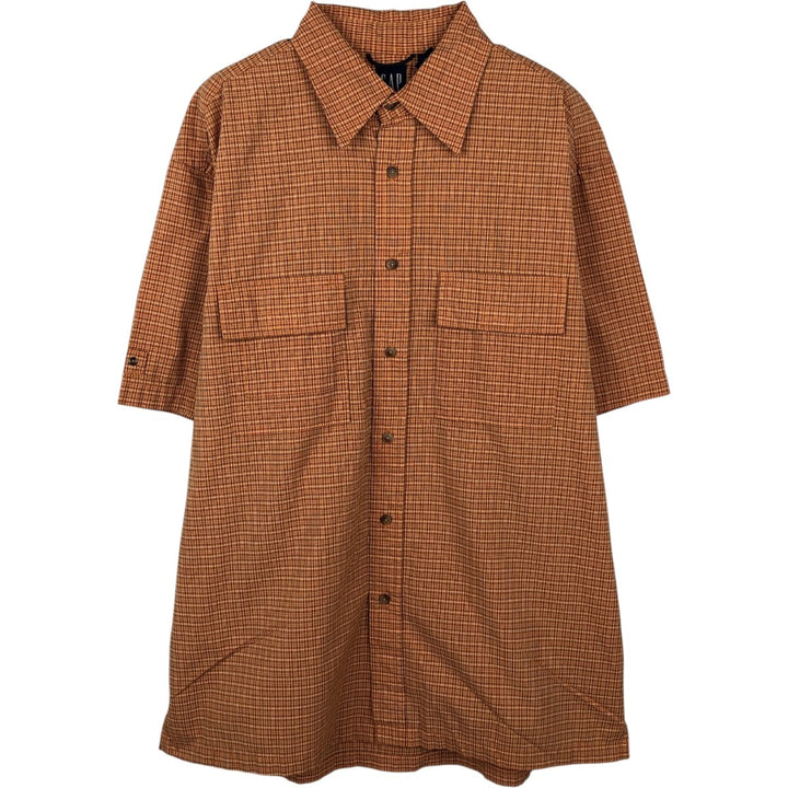 90'S GAP (Old GAP) Short-Sleeve Cotton Check Shirt, Men's Size M (Equivalent), Vintage cotton orange type Vintage Second Hand
