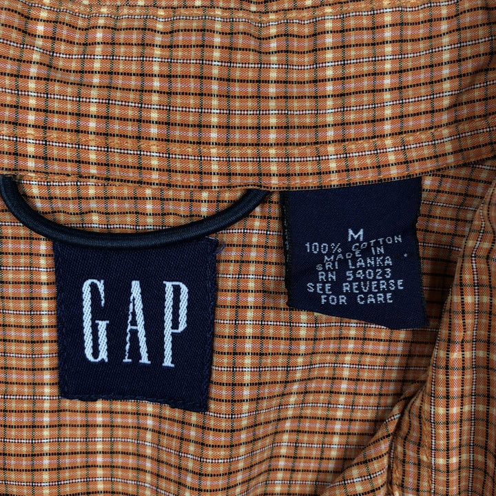 90'S GAP (Old GAP) Short-Sleeve Cotton Check Shirt, Men's Size M (Equivalent), Vintage cotton orange type Vintage Second Hand