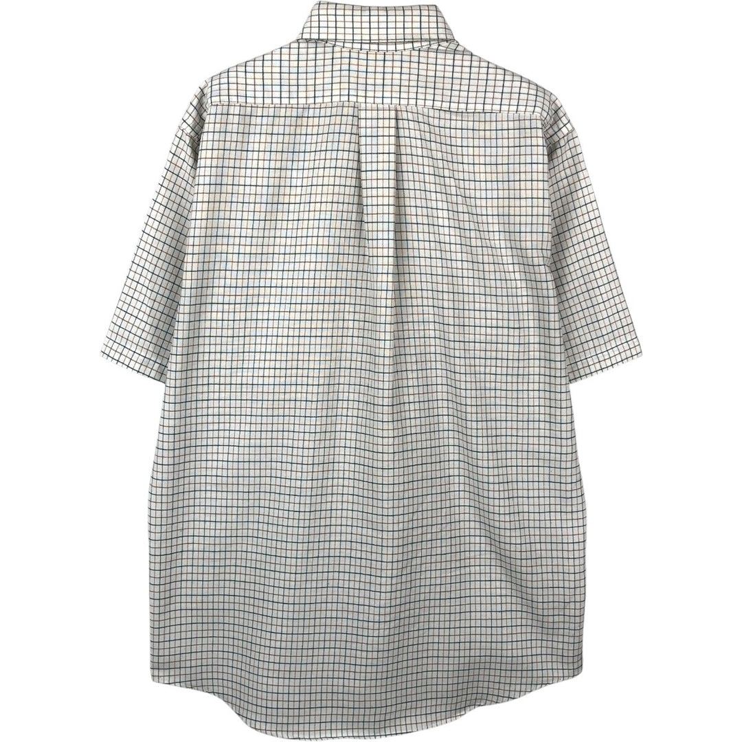 80s-90'S LL Bean Short-Sleeve Button-Down Check Shirt, Made in USA, Men's Size L (Equivalent), Vintage cotton white type Vintage Second Hand
