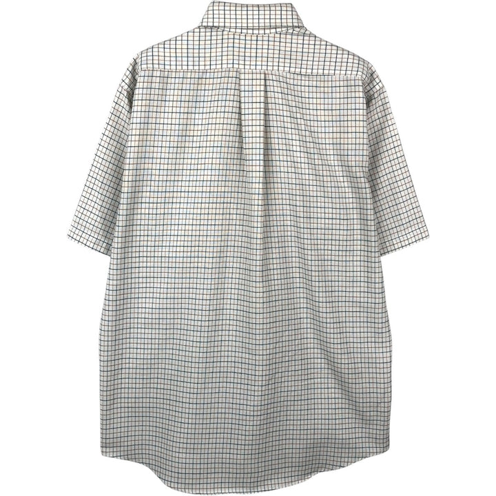 80s-90'S LL Bean Short-Sleeve Button-Down Check Shirt, Made in USA, Men's Size L (Equivalent), Vintage cotton white type Vintage Second Hand